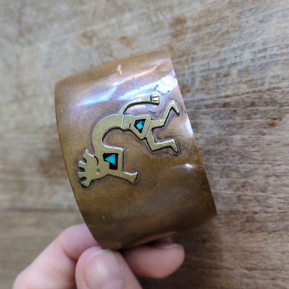 Copper Cuff Bracelet with Kokopelli Design - Picture 1 of 5